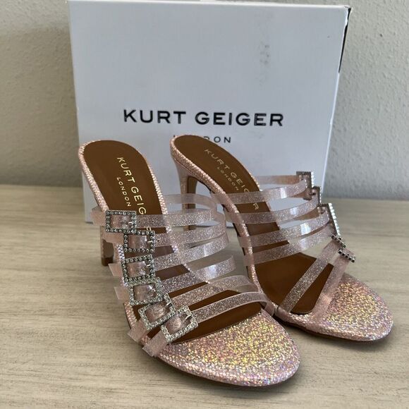 Kurt Geiger PIERRA VINYL MULE Pale Pink US 6 EUR 36 Party Heels - Picture 1 of 15